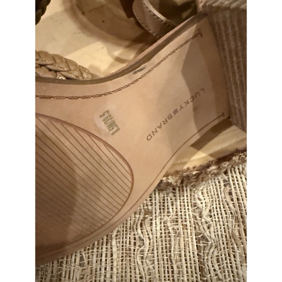 Lucky Brand Mysilla Brown woven Mary‎ Jane Block Heel Ankle Strap Sz-8.5 - Picture 9 of 9